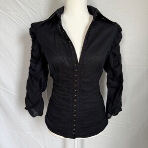 Catherine Malandrino Black Ruched Blouse